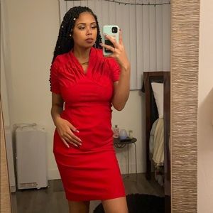 Red pencil dress